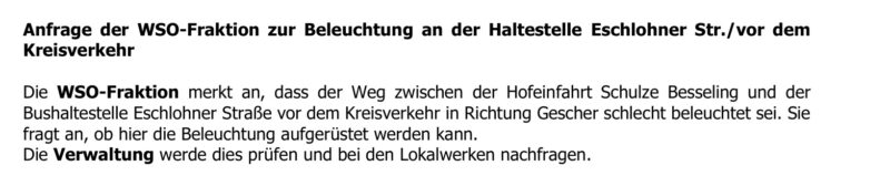 Auszug aus der Niederschrift des Ausschusses für Umwelt, Verkehr, Sicherheit und Ordnung vom 14.05.2025